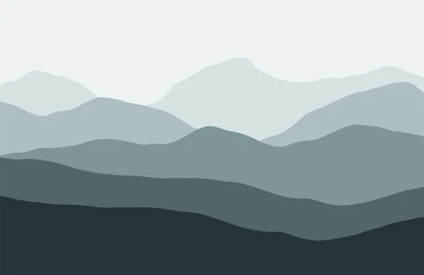 Hügel Und Berge Dunst Bei Sonnenuntergang Vektorillustration — Stockvektor