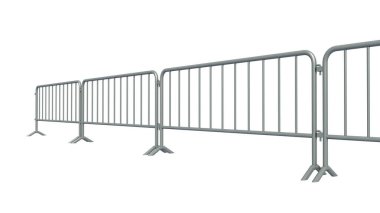 Mobil güvenlik çitinin 3 boyutlu çizimi beyaza izole edildi