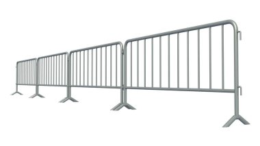 Mobil güvenlik çitinin 3 boyutlu çizimi beyaza izole edildi