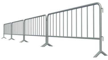 Mobil güvenlik çitinin 3 boyutlu çizimi beyaza izole edildi
