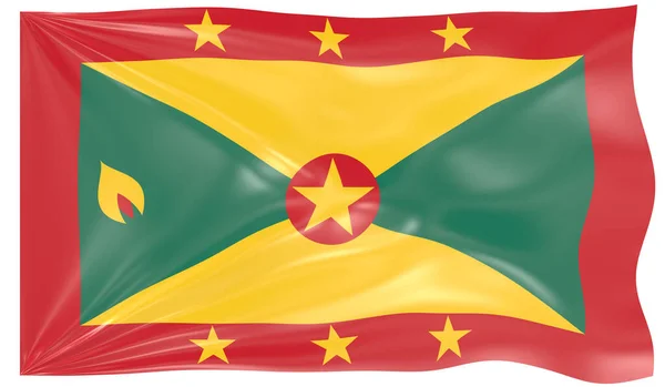 Illustration Einer Wehenden Flagge Von Grenada — Stockfoto