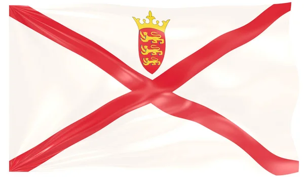 Illustratie Van Een Golvende Vlag Van Jersey Bailiwick — Stockfoto