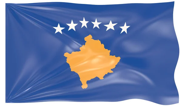 Renderização Uma Bandeira Ondulante Kosovo — Fotografia de Stock