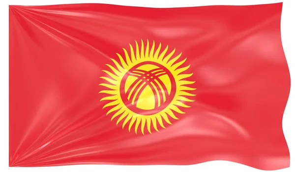 Renderowanie Machającej Flagi Kirgistanu — Zdjęcie stockowe