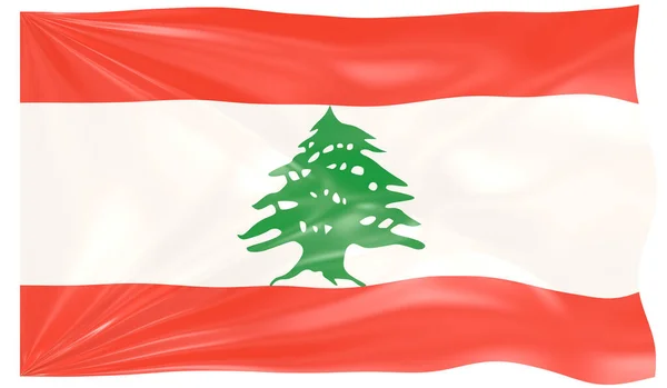 黎巴嫩波浪旗的3D渲染 — 图库照片
