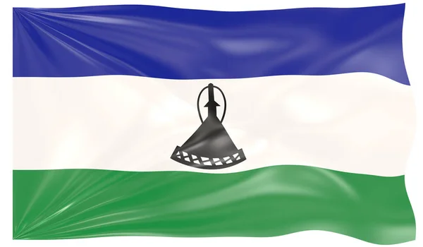 Bir Lesotho Dalgalı Bayrağının Canlandırmasıname — Stok fotoğraf