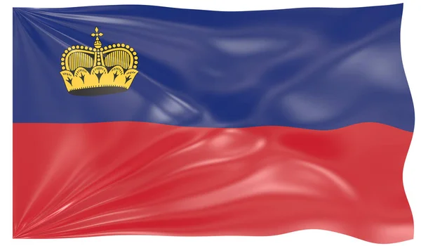 Render Waving Flag Liechtenstein — Stock Photo, Image