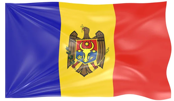 Vykreslení Vlnící Vlajky Moldavska — Stock fotografie