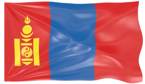 Rendering Una Bandiera Sventolante Della Mongolia — Foto Stock