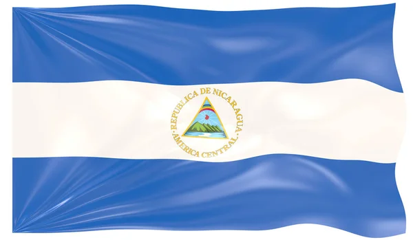 Rendering Una Bandiera Sventolante Del Nicaragua — Foto Stock