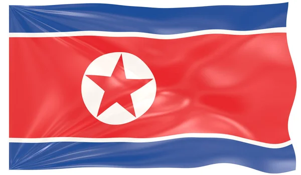 Render Waving Flag North Korea — Stok Foto