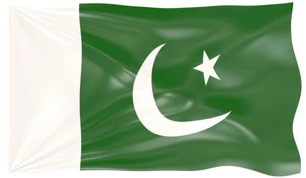 巴基斯坦飘扬的国旗的3D渲染 — 图库照片