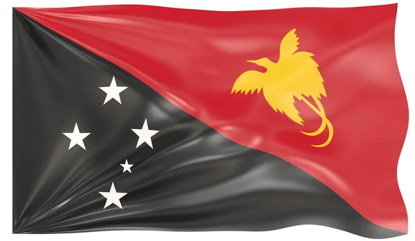 Καθιστούν Κυματιστή Σημαία Της Παπουασίας Νέας Γουινέας — Φωτογραφία Αρχείου