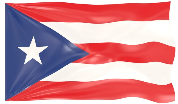 三维渲染波多黎各飘扬的旗帜 — 图库照片