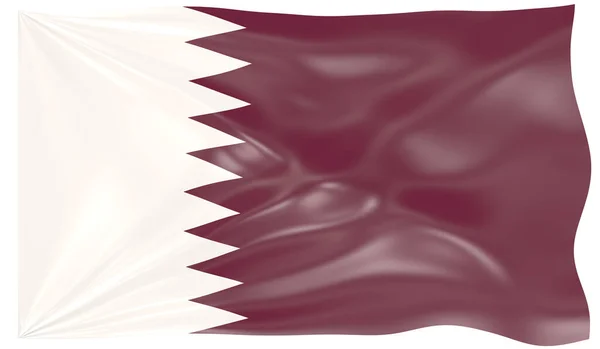 卡塔尔波浪旗的3D渲染 — 图库照片