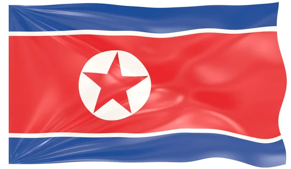 Återgivning Nordkoreas Flagga — Stockfoto