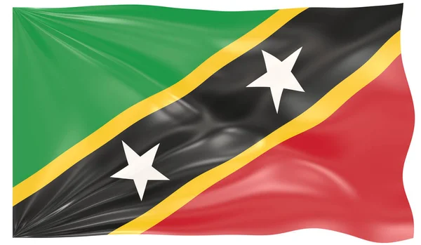 Återgivning Vinkande Flagga Saint Kitts Och Nevis — Stockfoto