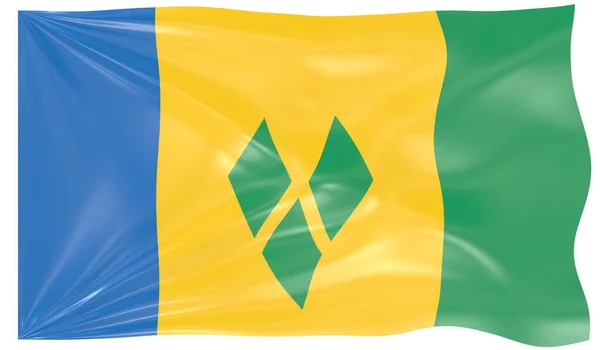 Рендеринг Размахивающего Флага Сент Винсента Гренадин — стоковое фото
