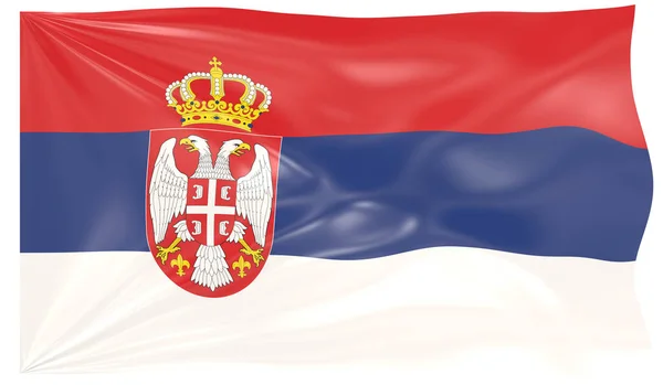Απόδοση Κυματιστή Σημαία Της Σερβίας — Φωτογραφία Αρχείου