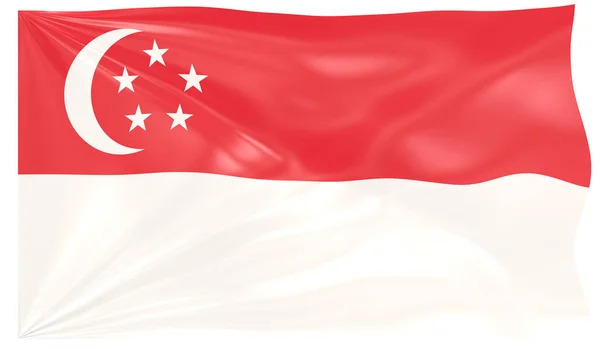 Renderização Uma Bandeira Ondulante Singapura — Fotografia de Stock