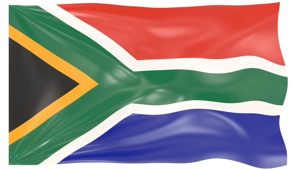 Renderowanie Flagi Falującej Republiki Południowej Afryki — Zdjęcie stockowe