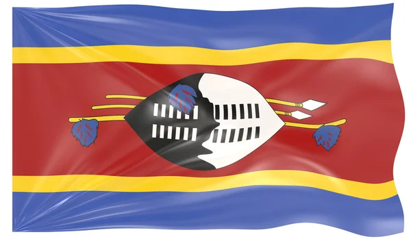 Καθιστούν Κυματιστή Σημαία Της Σουαζιλάνδης Eswatini — Φωτογραφία Αρχείου