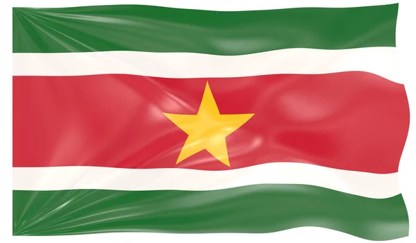 Representación Una Bandera Ondeante Surinam — Foto de Stock