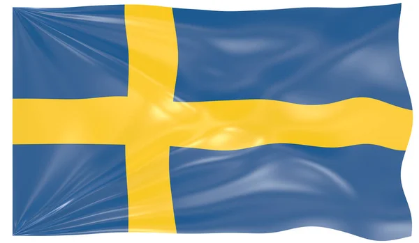 Renderowanie Falującej Flagi Szwecji — Zdjęcie stockowe