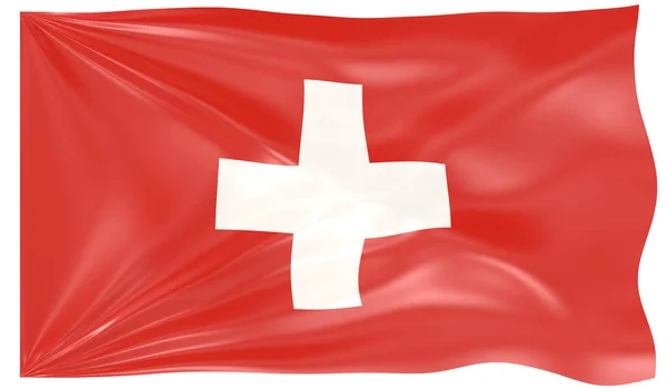 Render Waving Flag Switzerland — Stock Photo, Image