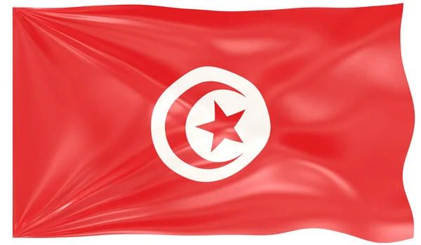 Rendering Una Bandiera Sventolante Della Tunisia — Foto Stock