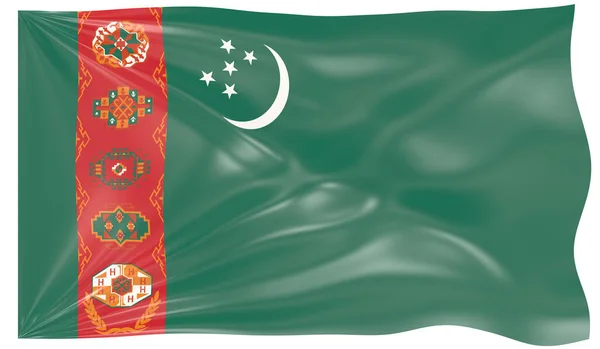 Render Waving Flag Turkmenistan — Stock Photo, Image