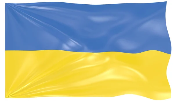 Renderização Uma Bandeira Ondulante Ucrânia — Fotografia de Stock