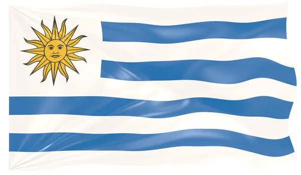 Egy Uruguay Hullámzó Zászló Megjelenítése — Stock Fotó