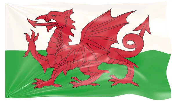 Weergave Van Een Golvende Vlag Van Wales — Stockfoto