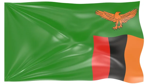 Render Waving Flag Zambia — Stock Photo, Image