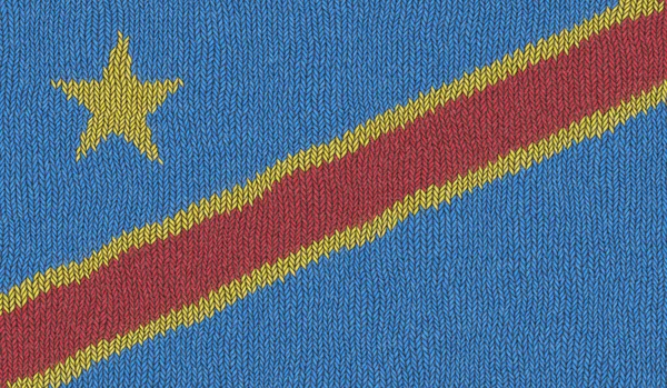 Örgü Örülmüş Kongo Demokratik Cumhuriyeti Bayrağı — Stok fotoğraf