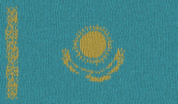 Illustration Knitted Flag Kazakhstan — Stock Photo, Image