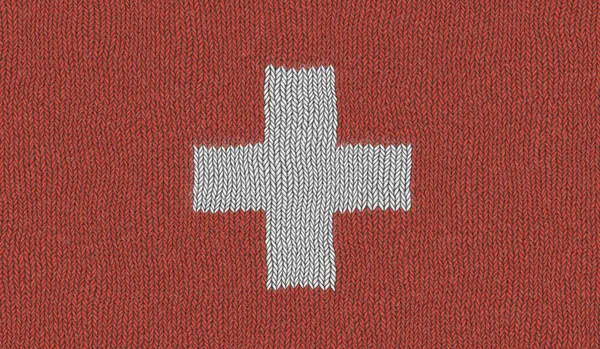 Illustration Einer Gestrickten Flagge Der Schweiz — Stockfoto