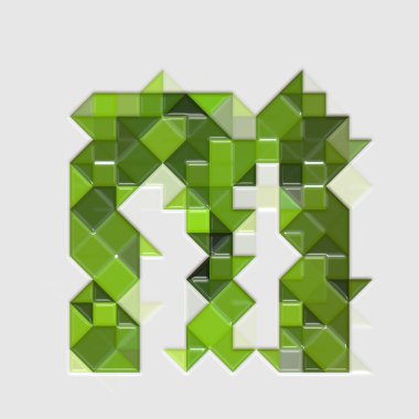 Beyaz arkaplanda izole edilmiş Parlak Döşeme Harfleri ve Sayıları - 3d