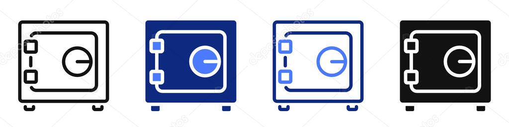 Vector icon or logo of bank safe related to financial safety, wealth and savings, bank service. Symbol for website or app UI, logo design, illustration