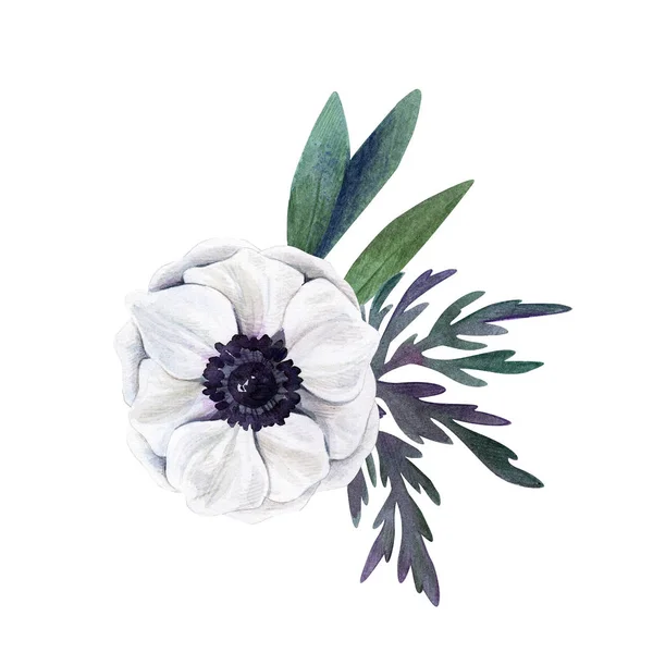 Kwiatów układ akwarela, ilustracja — Zdjęcie stockowe
