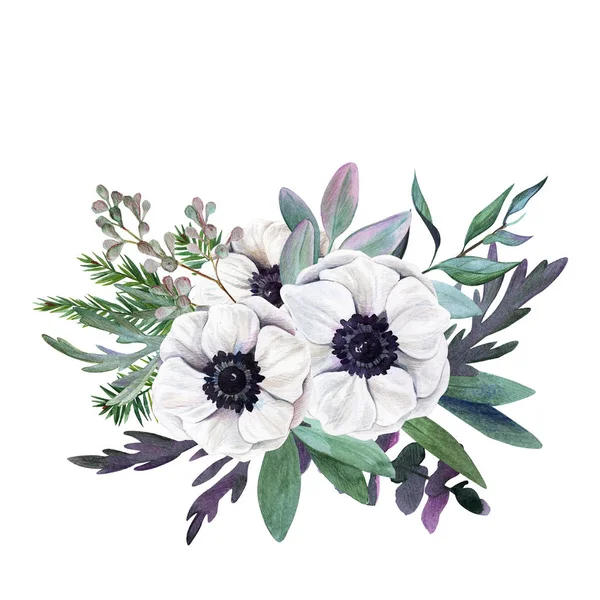 Florales Aquarell-Arrangement, handgezeichnete Illustration — Stockfoto