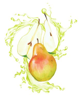 Bahçe armutları açık yeşil meyve suyuna bulanır