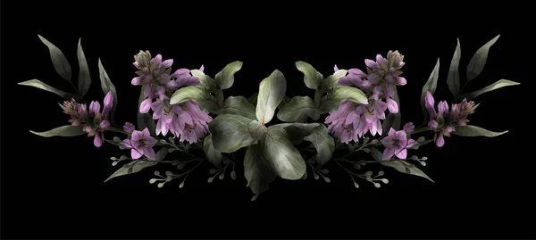 Sakince çizilmiş simetrik çiçek düzeneği — Stok Vektör