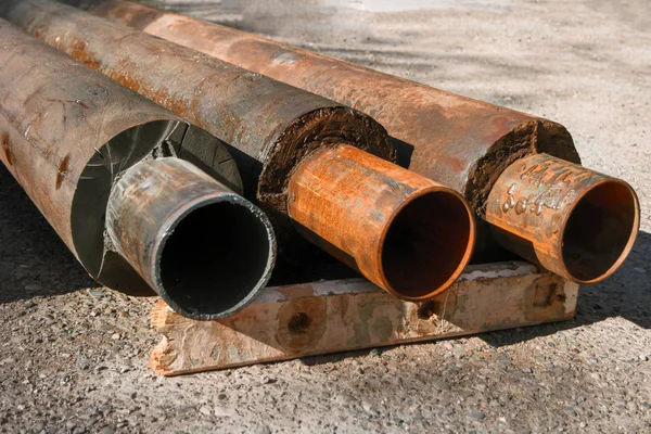 Old Hot Water Pipes With Thermal Insulation Ends