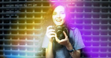 Vintage fotoğraf makinesi, renkli resim ile yaratıcı çekimler