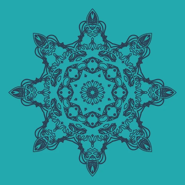 Symmetrische sneeuwvlok of mandala outilded-doodle — Stockvector