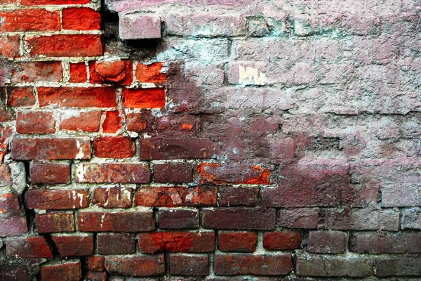 Pared Medio Enlucida Hecha Ladrillos Rojos Espacio Copia —  Fotos de Stock