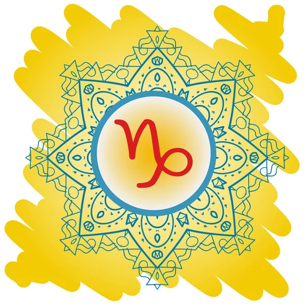 Znamení Zvěrokruhu Kozoroh Karma Vektorový Kruh Zvěrokruhovými Znaky Zdobené Tapetě — Stockový vektor