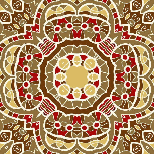 Декоративний Східний Круглий Безшовний Візерунок Багатьма Деталями — стоковий вектор